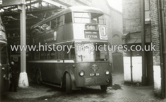 Electric Trolleybus at Leyton Green Bus Station, Leyton, London. c.